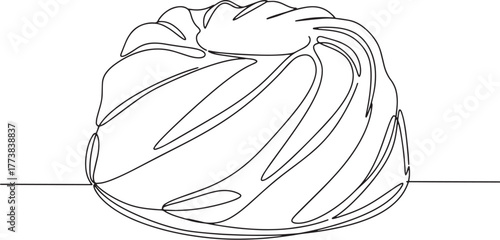 Elegant single line drawing of a delicious dessert, evoking mini