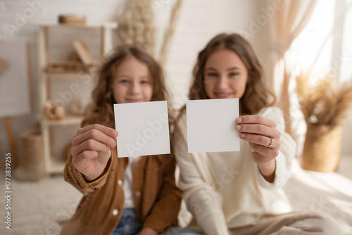 mother child blank card placeholder mockup lifestyle