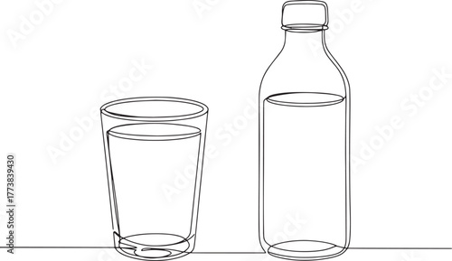 Minimalist continuous line drawing of hydrating electrolyte wate