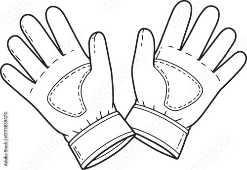 Hand drawn illustration of protective work gloves for gardening