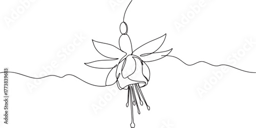 Elegant minimalist fuchsia flower line art illustration for crea