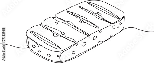 Minimalist line art illustration of grilled halloumi cheese for