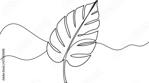 Elegant line art of a golden leaf against a minimalist landscape