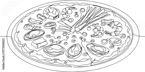 Continuous Line Drawing of Haemul Pajeon: A Korean Seafood Panca