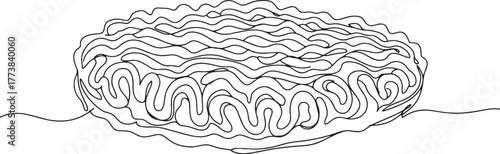 Delicate single line drawing showcasing ground beef texture and