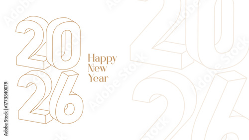 3D 2026 Happy new year letters banner, 2026 Happy new year vector art and illustration. 2026 Happy new year letters banner, Happy new year vector art and illustration. can use for, landing page, templ
