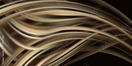 Abstract fluid art black metallic free flowing pattern with sepia color tone background.