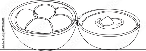 Minimalist line drawing showcasing Sri Lankan watalappam dessert