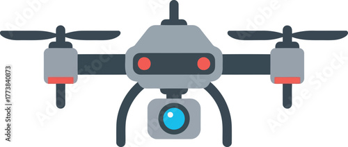 Modern drone with camera technology innovation aerial photography vector