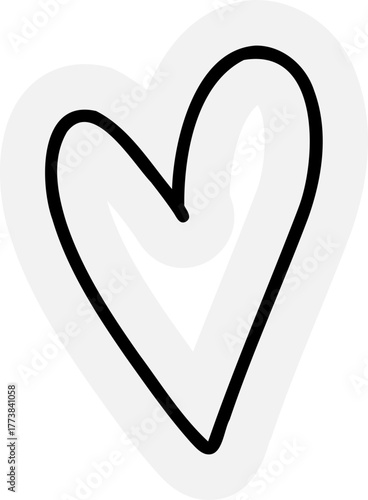 Heart doodle hand drawn Cute simple element japan style, sketch decorations. Small tattoo 