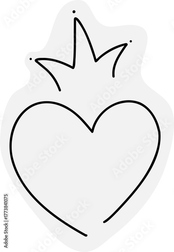 Heart doodle hand drawn Cute simple element japan style, sketch decorations. Small tattoo 