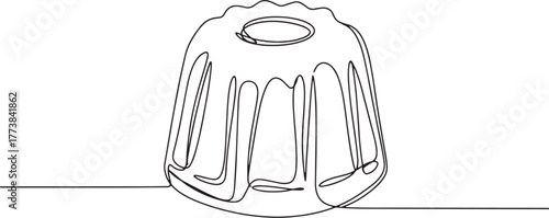 Elegant line art rendering of a ring cake, single stroke drawing