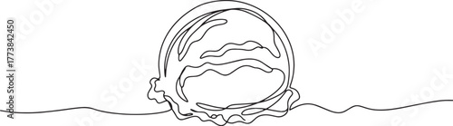 Monochrome line drawing depicting a stylized melting ice cream s