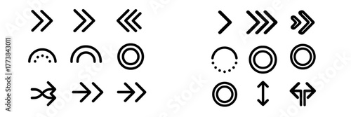 Various smooth line patterns and symbols designed for modern graphic use in backgrounds and illustrations