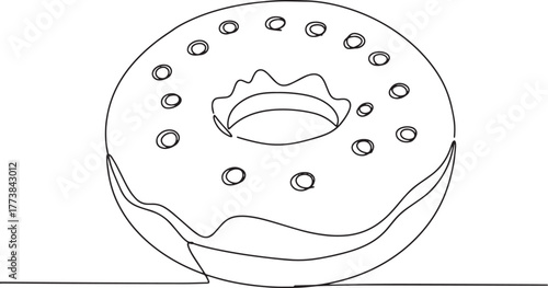 Minimalist line art illustration of a glazed donut with sprinkle