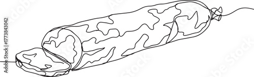 Striking continuous line art of sliced biltong delicacy on white