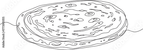 Minimalist monochrome line art showcasing delicious paratha, a f