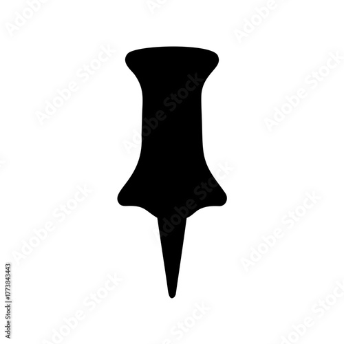 Simple Black Silhouette Illustration of a Thumb Tack or Push Pin