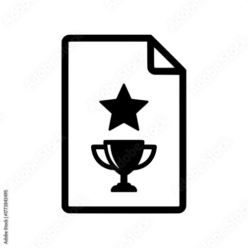 Icon of a certificate with a star and trophy representing achievement and recognition
