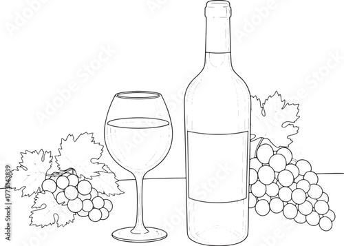 Elegant Wine Still Life: A Serene Composition of Wine Bottle, Gl