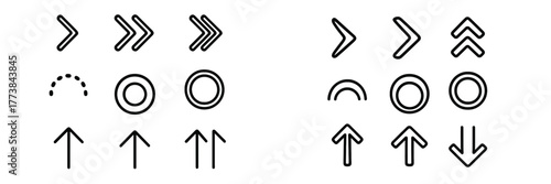 Collection of simple arrow and shape icons designed for various uses in graphic design