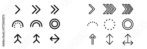 Various geometric symbols and arrows arranged in a clean layout ideal for design applications