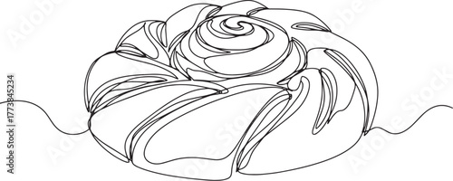 Continuous line drawing of Slovenian Potica roll for culinary de
