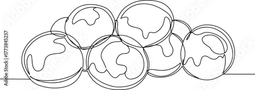 Continuous line drawing of Greek Loukoumades, a delightful culin