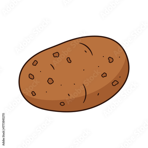 Potato Vector Illustration: Whole Brown Potato Tuber, World Vegan Day, Plant-Based Starch, Root Vegetable, Whole Food
