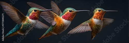 Mesmeric Beauty of Hoverin Hummingbirds Captured in heir Natural Habitat, Showasing Their Graceful Movemnts and Vivid Plumage