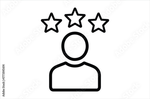 Person icon with three stars above representing quality or ranking