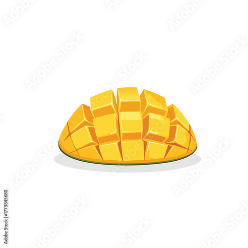 Vector illustration of a fresh slice of bread and butter with a sweet mango fruit dessert