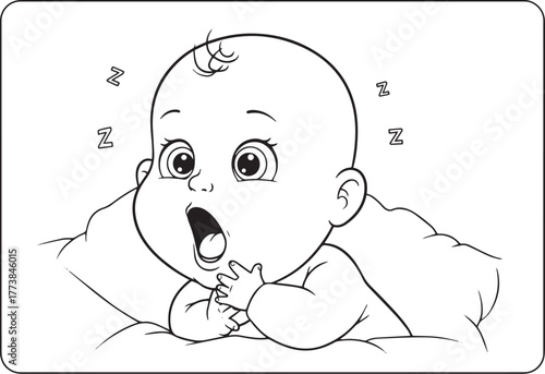 Captivating illustration of a baby yawning, radiating pure adora