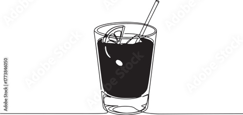 Elegant Single Line Illustration of a Vibrant Negroni Sbagliato