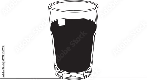 Elegant line art illustration of a glass of refreshing mulberry