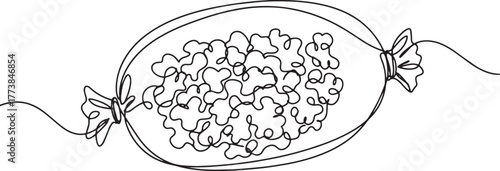 Continuous line drawing of haggis, a scottish dish, isolated on
