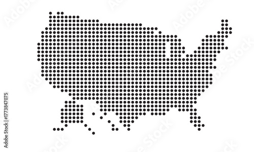 Dotted United States Map in Minimal Style