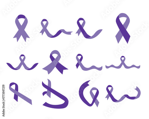 Purple Ribbon Awareness Symbol Set