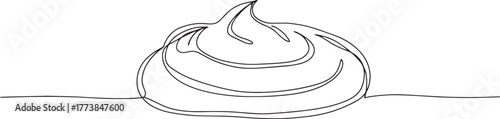 Elegant continuous line drawing of a swirl cream design isolated
