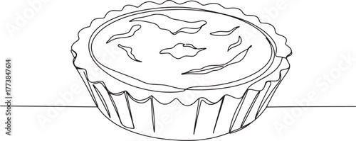 Minimalist line art illustration of a delightful butter tart pas