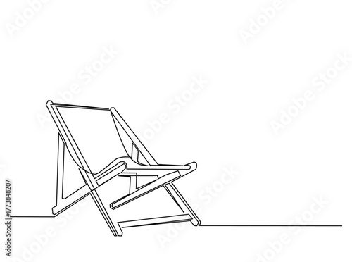 Beach Chair outline draw illustration. Continuous line art drawing of Cozy Beach Chair. Editable stroke.