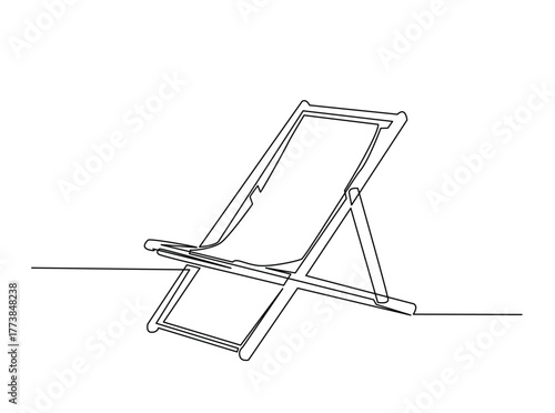 Beach Chair outline draw illustration. Continuous line art drawing of Cozy Beach Chair. Editable stroke.