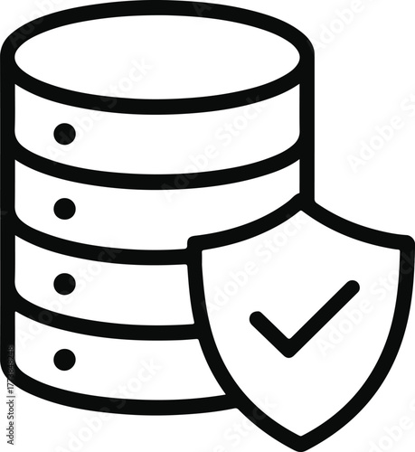Database Security Icon with Shield and Checkmark protection