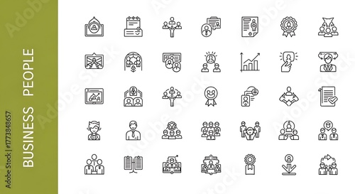 Minimal Business People Icons Collection Grid Format