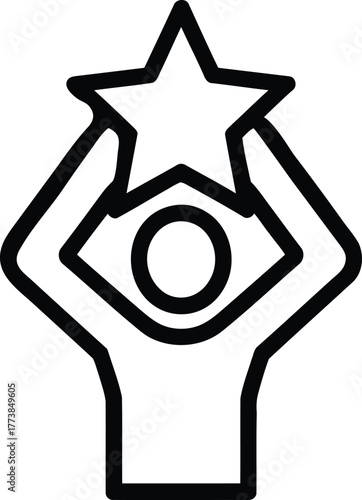 Achievement Icon: Person Holding Star Overhead for Success, Recognition, and Best Performance