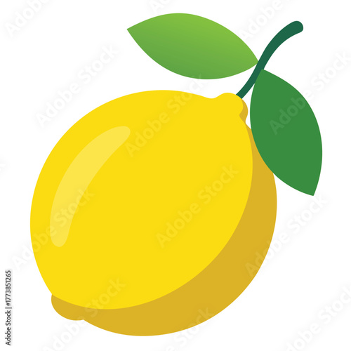 Single fresh yellow lemon fruit icon vibrant citrus graphic for healthy food and beverage design