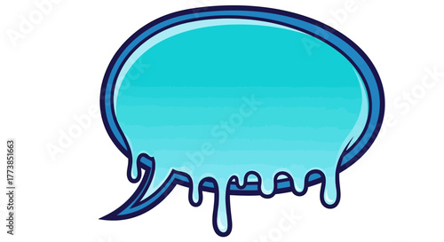 Icy blue speech bubble with a dripping design, perfect for winter sales, social media banners, or cool announcements. It's sure to grab attention!