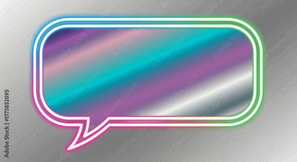 Fototapeta premium Stunning neon speech bubble with vibrant gradient fills any modern design with a pop of color and retro vibes for web or print projects now 