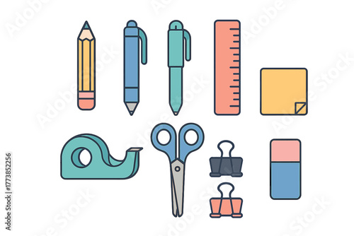 Vibrant collection of essential supplies for school, office, and general organization tasks