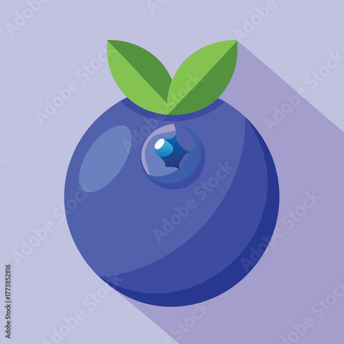 Modern single blueberry fruit icon with clean lines and vibrant color for healthy food and beverage design